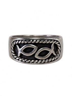 Vintage Sterling Silver 925 Ichthys Fish Ring Size 6